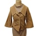 Y2K CORDUROY Pea Coat Sz S TAN Jacket BELL SLEEVES Glam Boho Fairy Work Vintage
