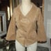 Y2K CORDUROY Pea Coat Sz S TAN Jacket BELL SLEEVES Glam Boho Fairy Work Vintage
