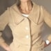 Y2K CORDUROY Pea Coat Sz S TAN Jacket BELL SLEEVES Glam Boho Fairy Work Vintage