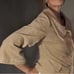 Y2K CORDUROY Pea Coat Sz S TAN Jacket BELL SLEEVES Glam Boho Fairy Work Vintage