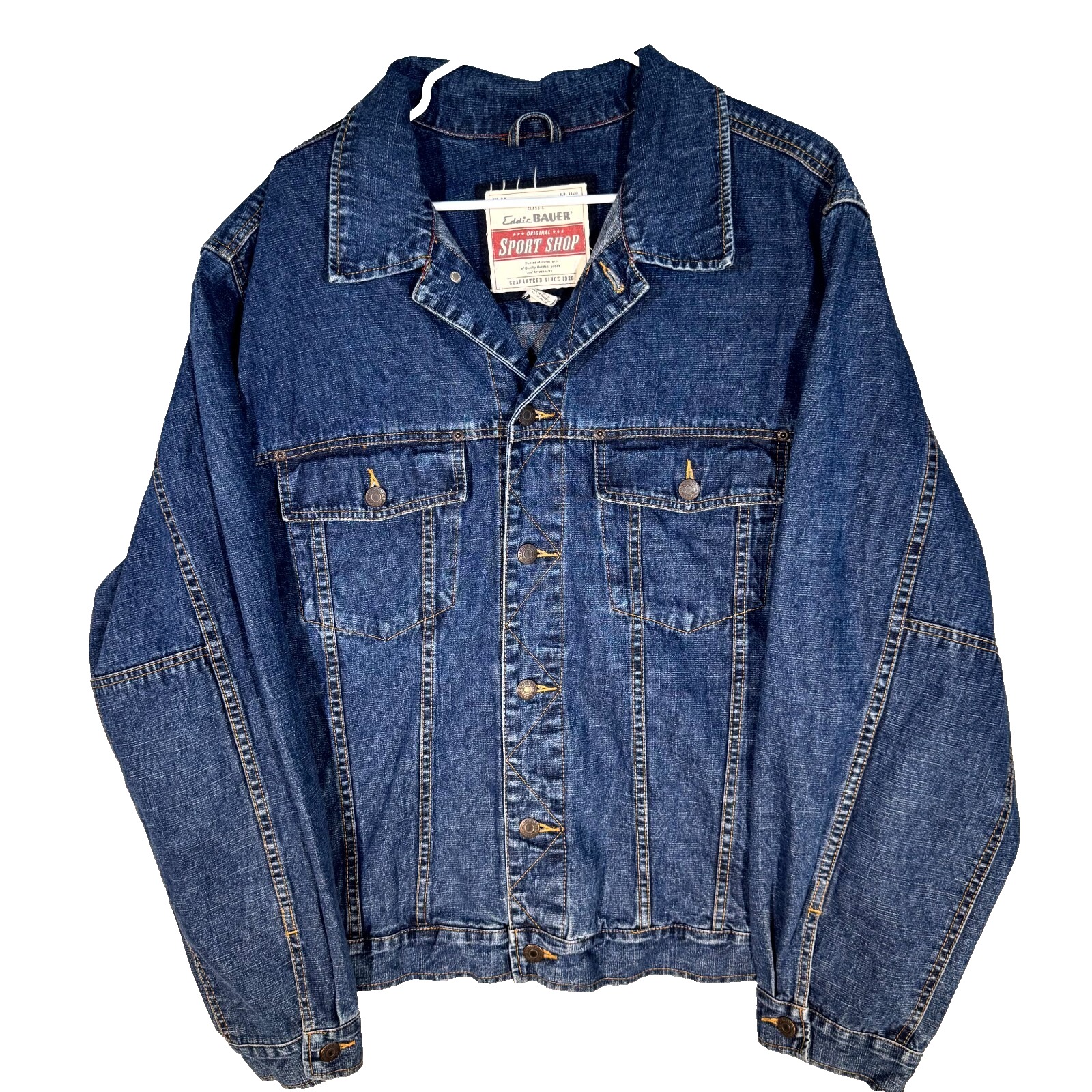 Eddie Bauer Men's Jean Jacket XL Blue Denim 100% Cotton Button-Front M1884