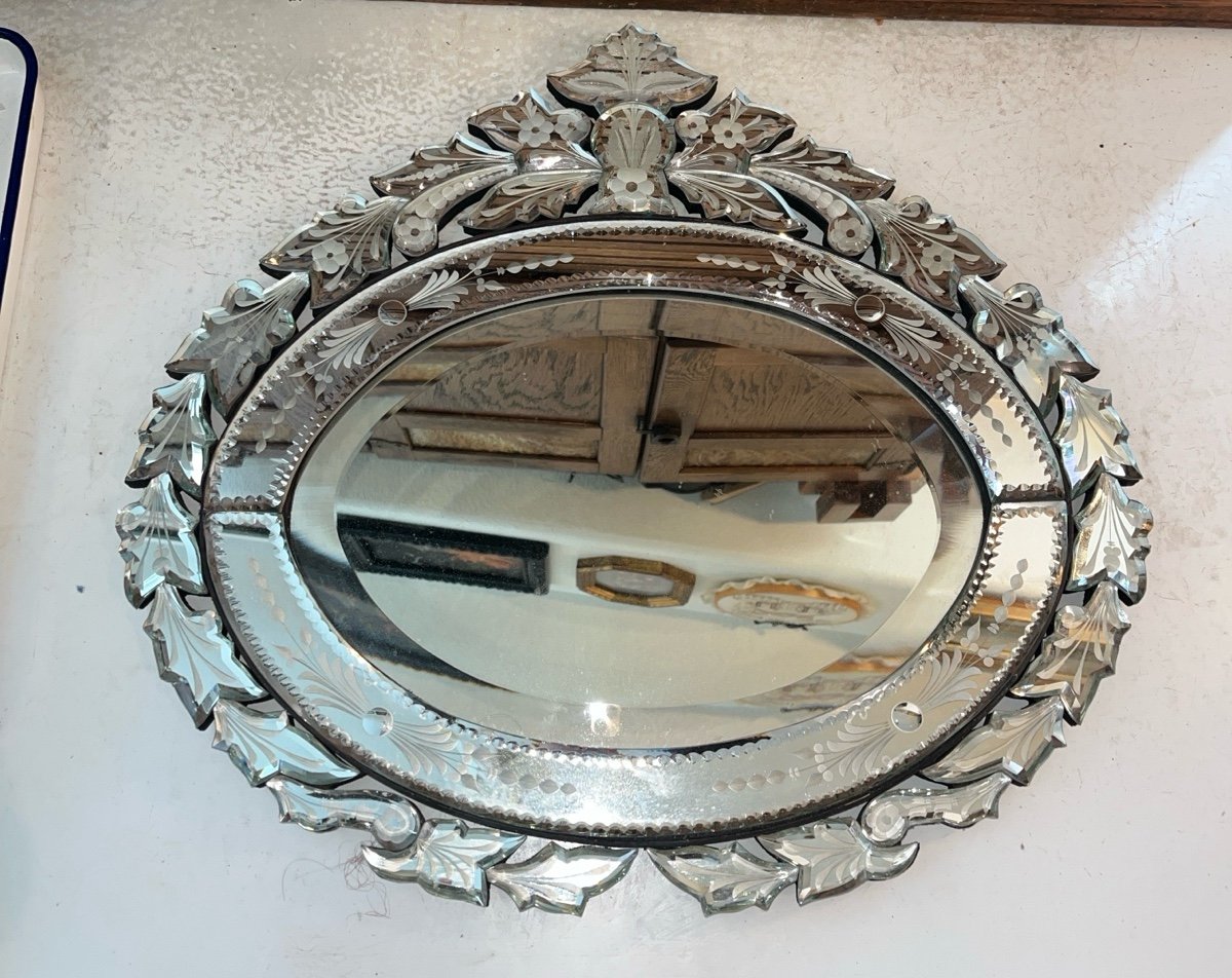 Vintage style Venetian Mirror Beveled glass Floral and ivy detail