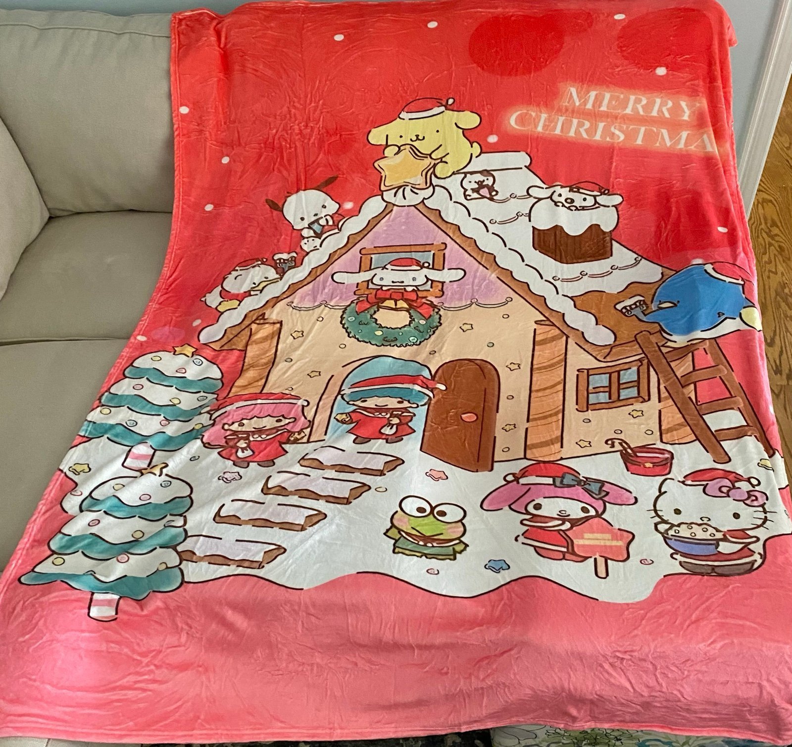 Sanrio Family Christmas Twin Size Blanket