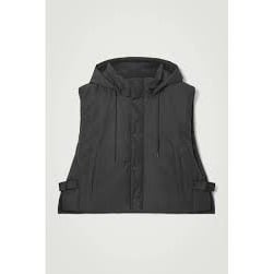 COS Black Hooded Puffer Vest With Adjustable Waist