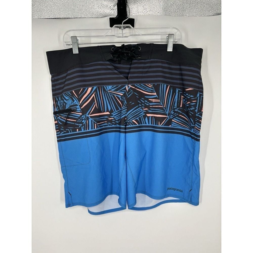 Patagonia Stretch Planing Board Shorts Zip Pocket Drawstring Geometric 9 Inseam