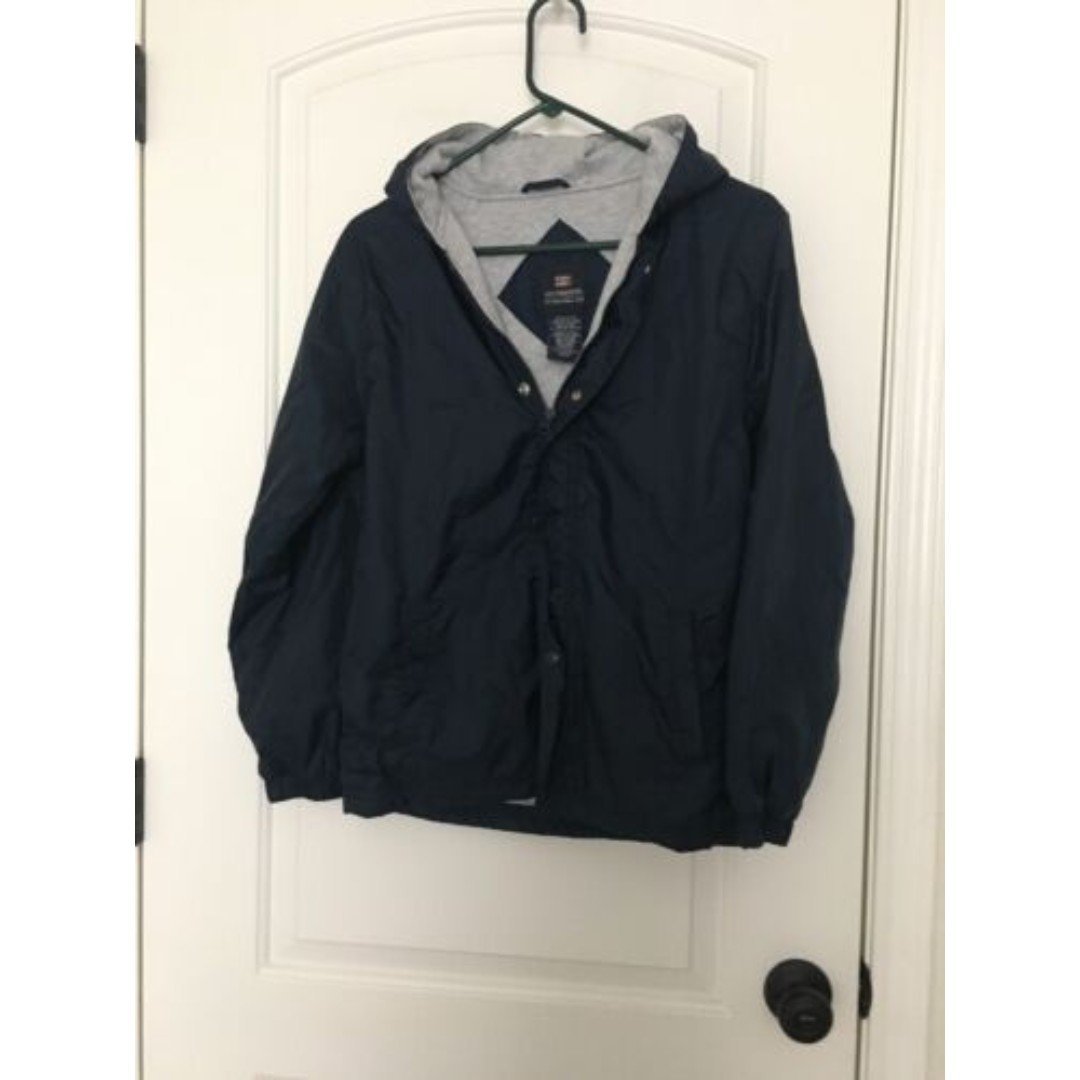 Faded Glory Blue Full Zip Nylon Jacket Coat Lined Boys Size Large 12/14