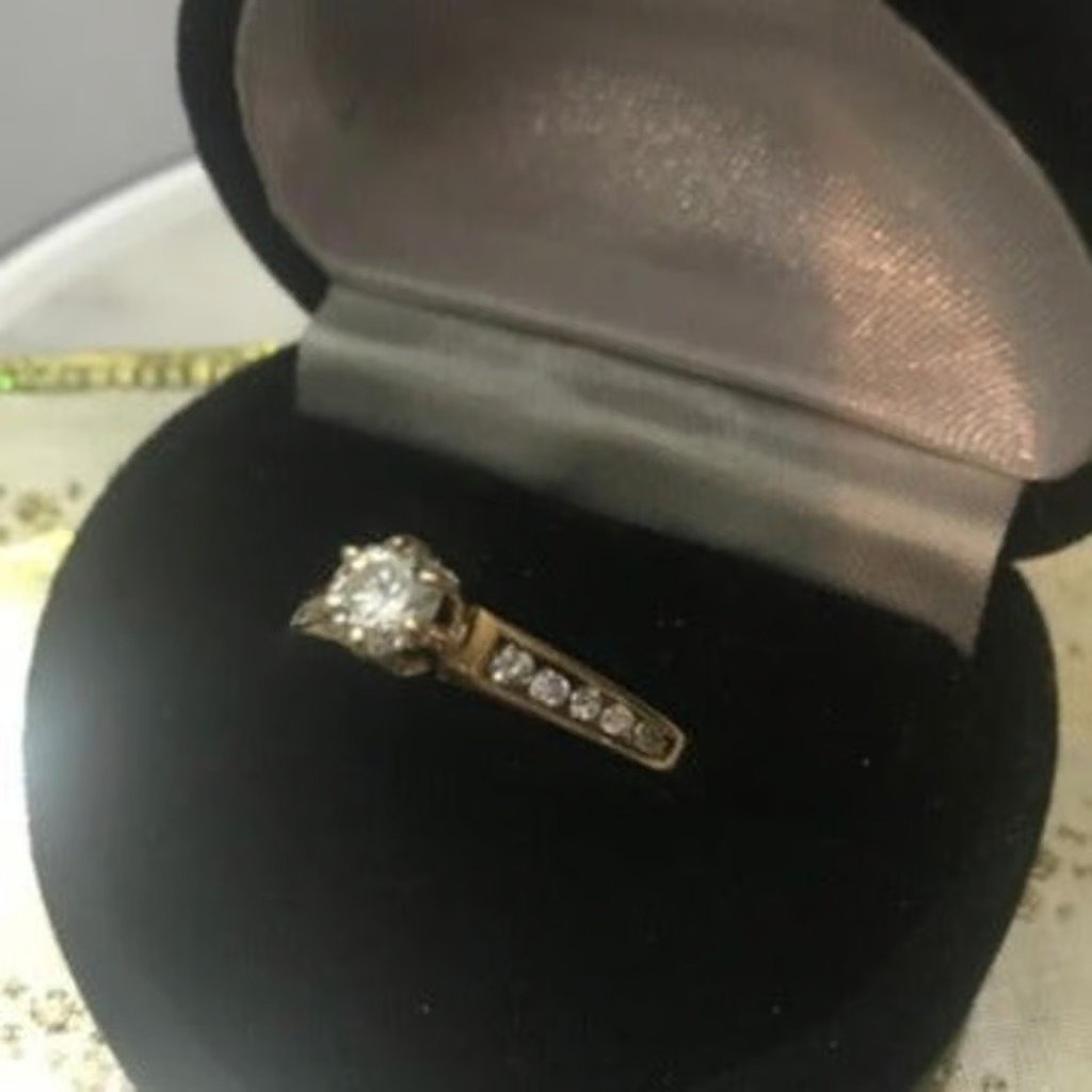 14KT Y/G Diamond Tower Engagement Ring