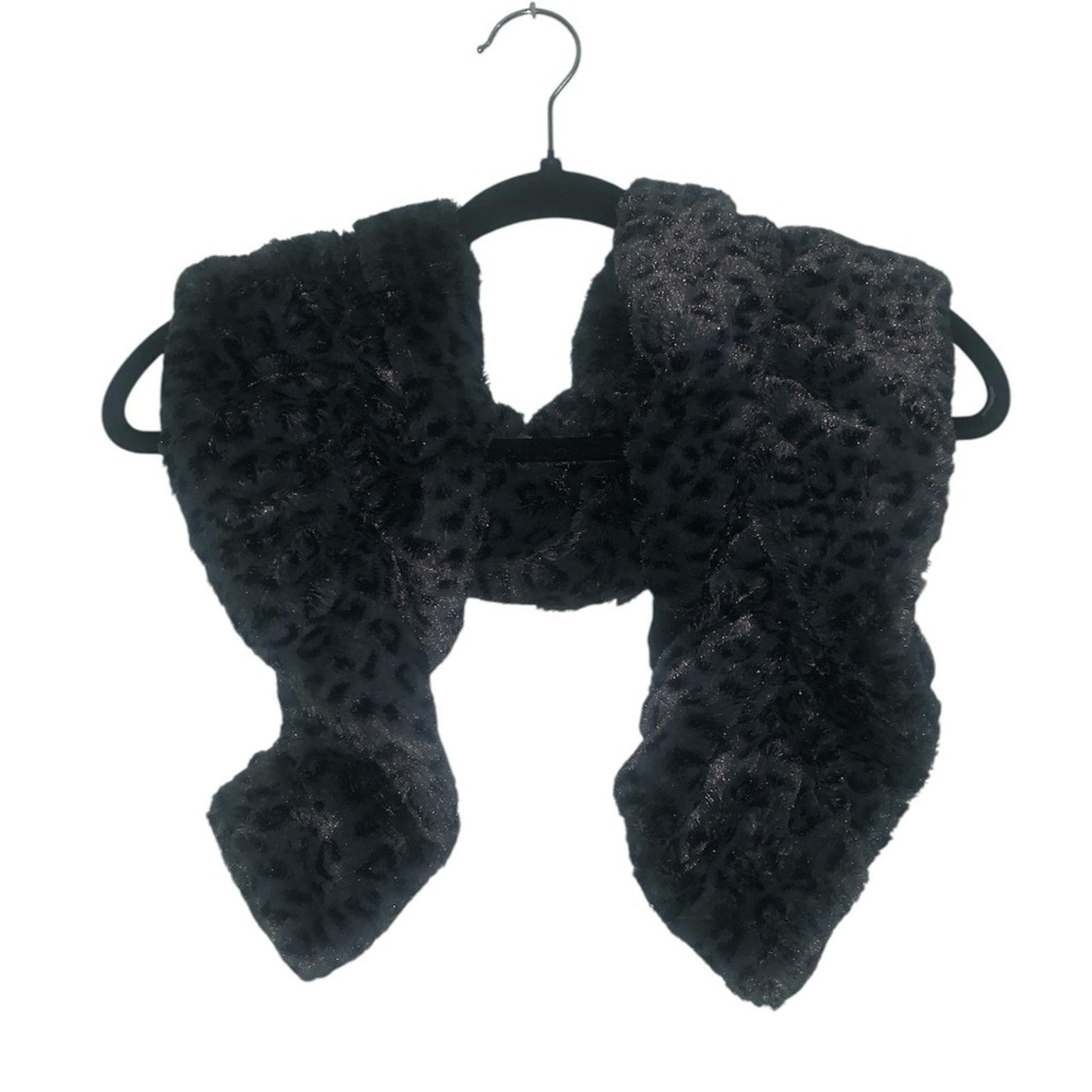 Croft & Barrow Gray And Black Leopard Faux Fur Scarf One Size
