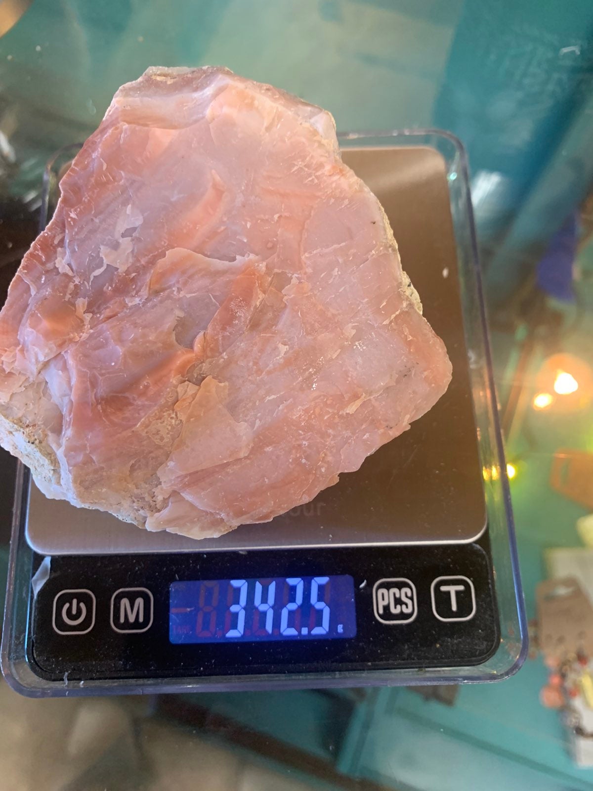 Raw pink and white opal