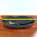 Vintage Art Glass Oval Platter Tray Marbled Glass Tan & Brown Signed S. Temple