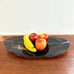Vintage Art Glass Oval Platter Tray Marbled Glass Tan & Brown Signed S. Temple