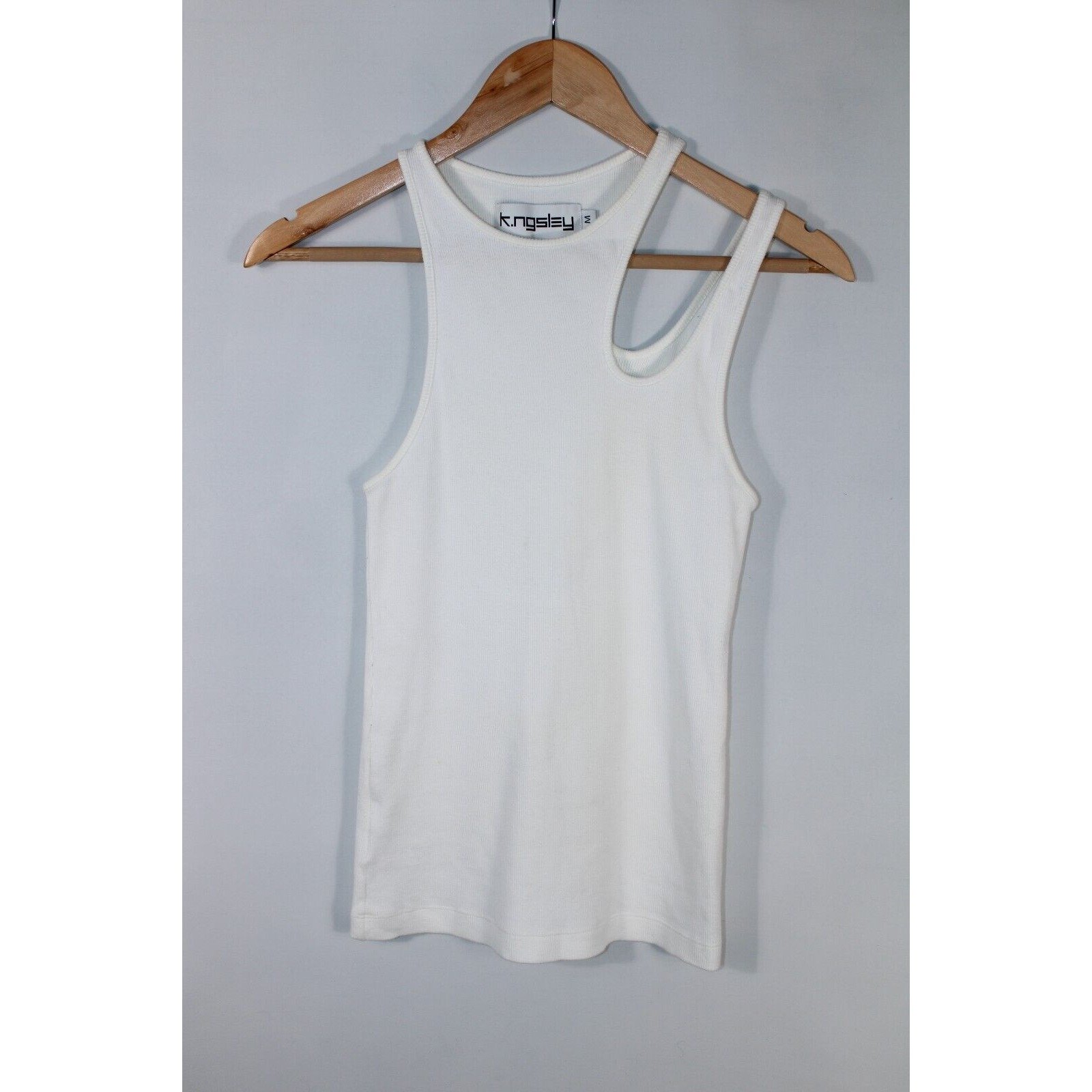 K.ngsley Women's Medium White Ribbed Stretchy Tank Top