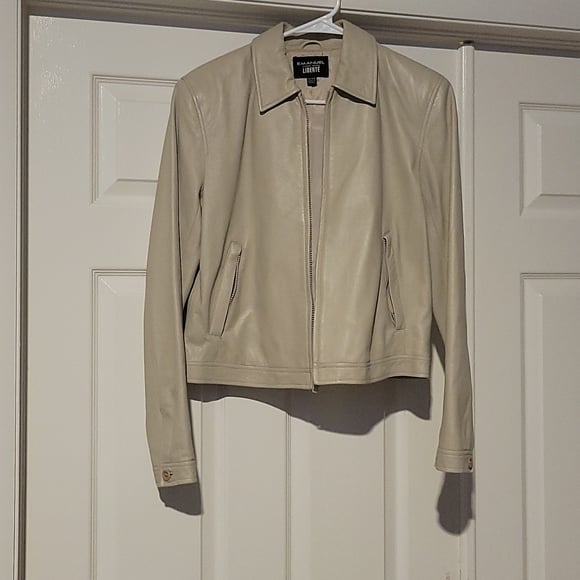 EMANUEL UNGARO leather jacket beige size 10
