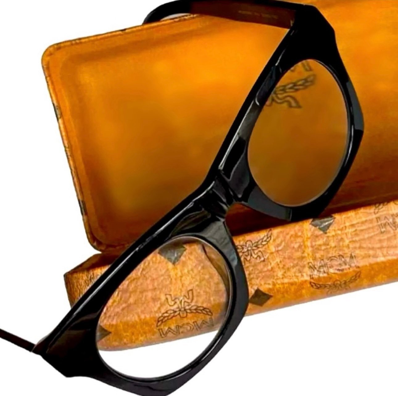 Authentic MCM Name Brand Black Frame Custom Readers Reading Glasses RARE Cognac