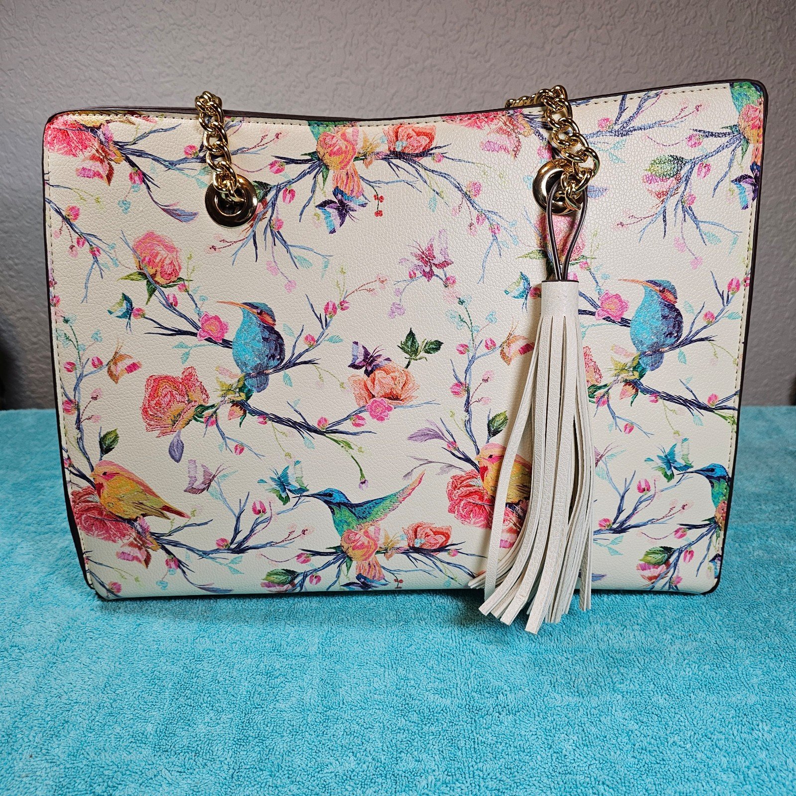 Carlos by Carlos Santana Floral Birds Butterfly Faux Leather Bag