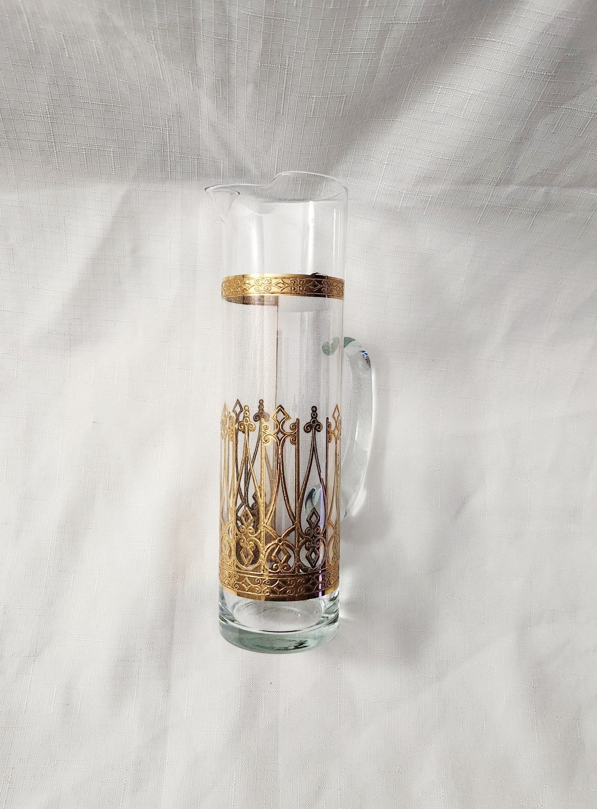 Culver Ltd. 22K Gold Signed VTG Mid-Century Antigua Tall Cocktail Pitcher Valenc