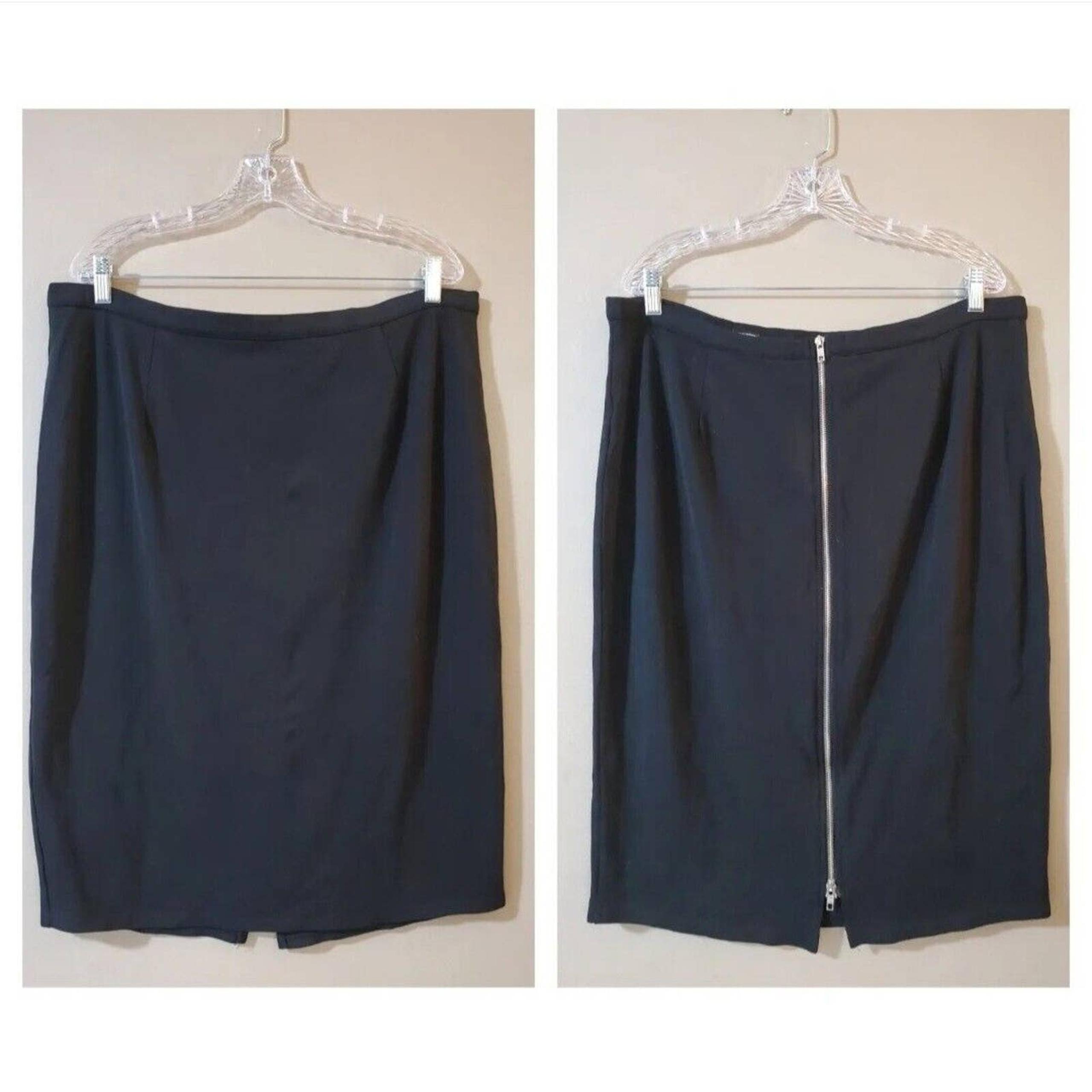 City Chic Womens Straight Skirt Size L Black Back Zip Stretch Knit Casual Career