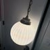 Vintage Mid-Century White Glass Globe Hanging Ceiling Light Swag Lamp Orb