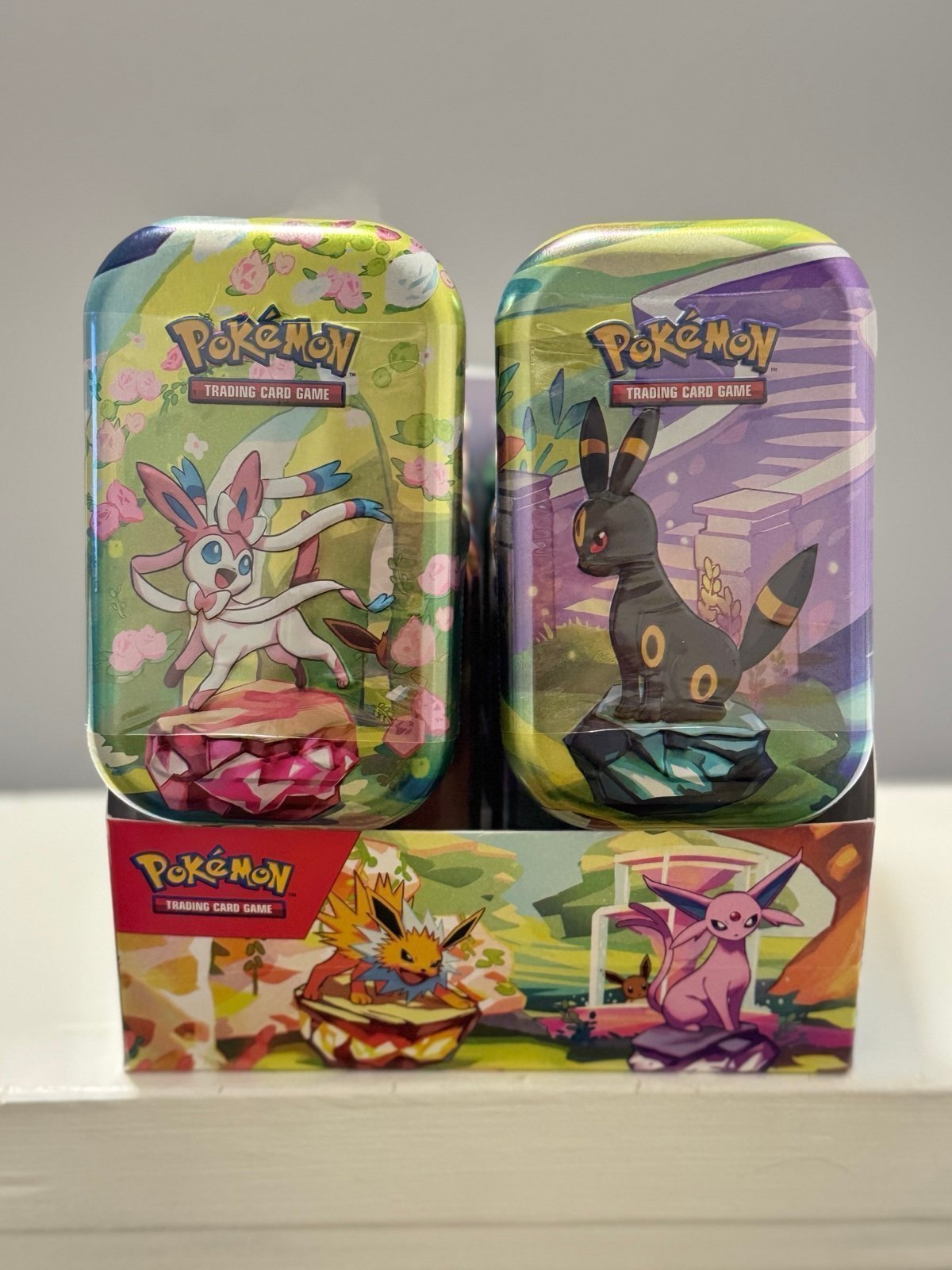 Pokemon Scarlet & Violet Prismatic Evolutions Mini Tin Full Display