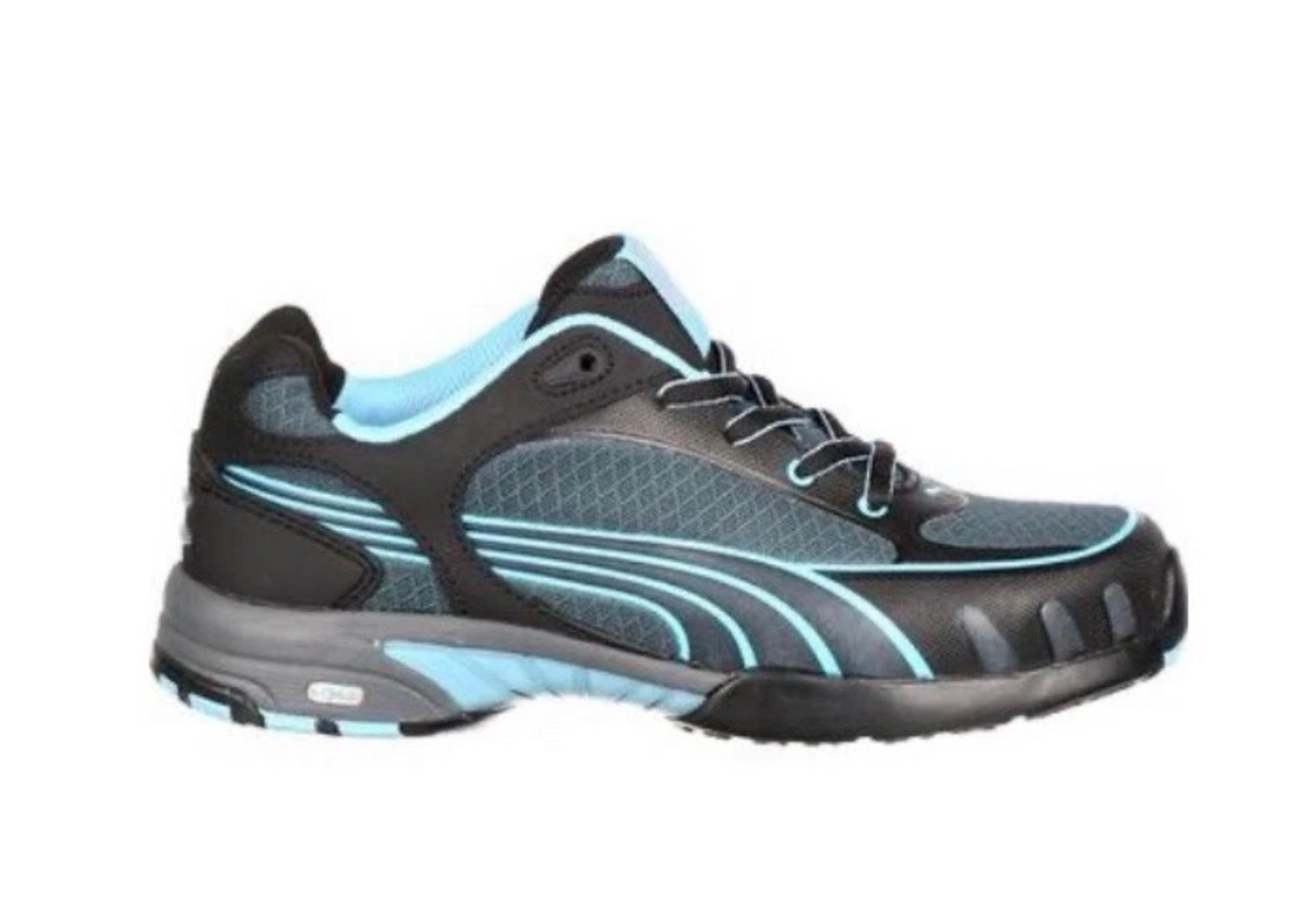 Puma Womens Size 9 Fuse Motion SD Low Black Blue Safety Steel Toe Shoes