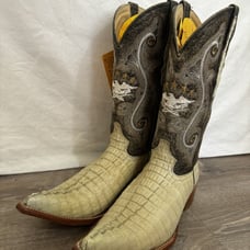 El General Cowboy boots new Size 8 Exotic leather Crocodile New With Tag Ivory