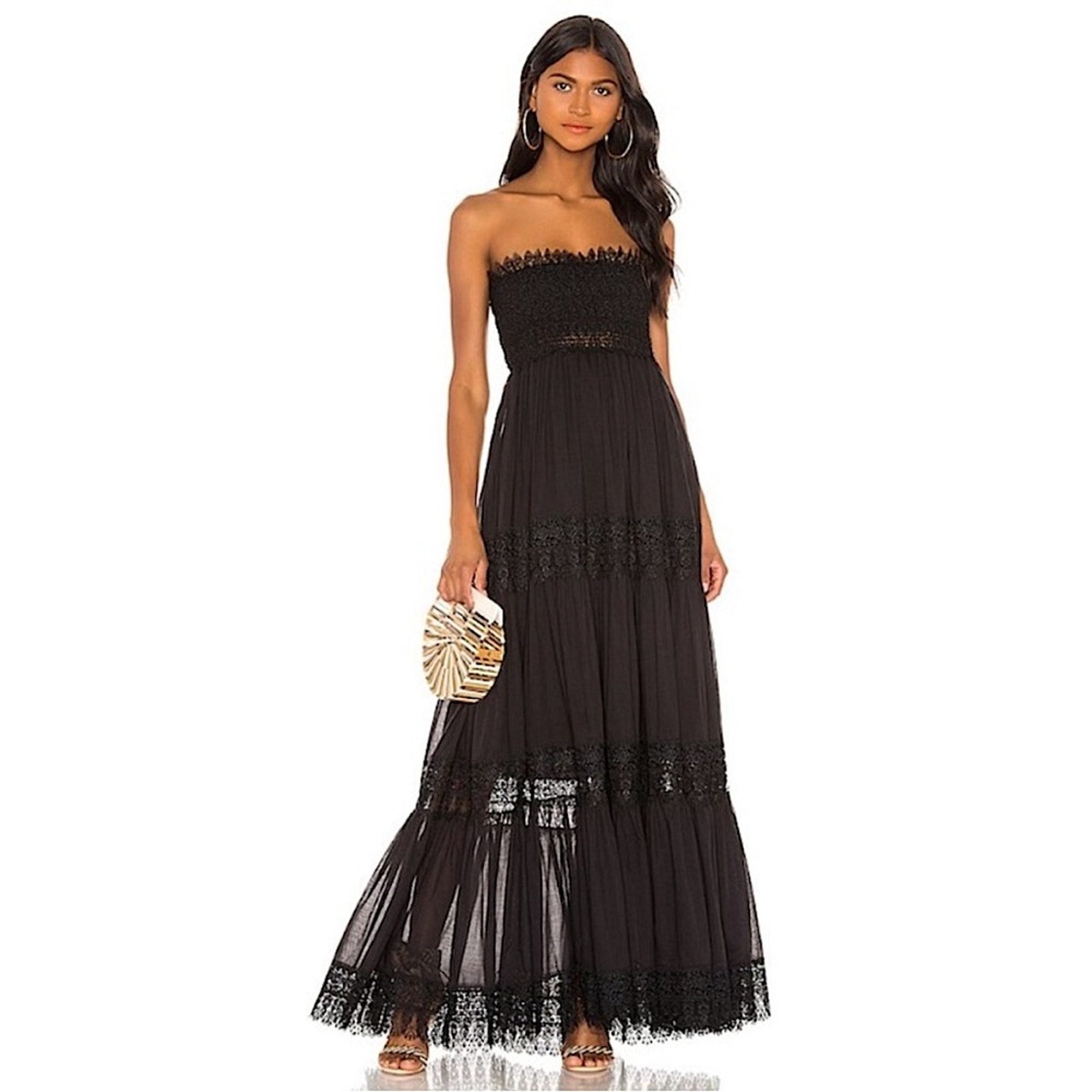 Charo Ruiz Zoe Strapless Maxi Dress in Black
