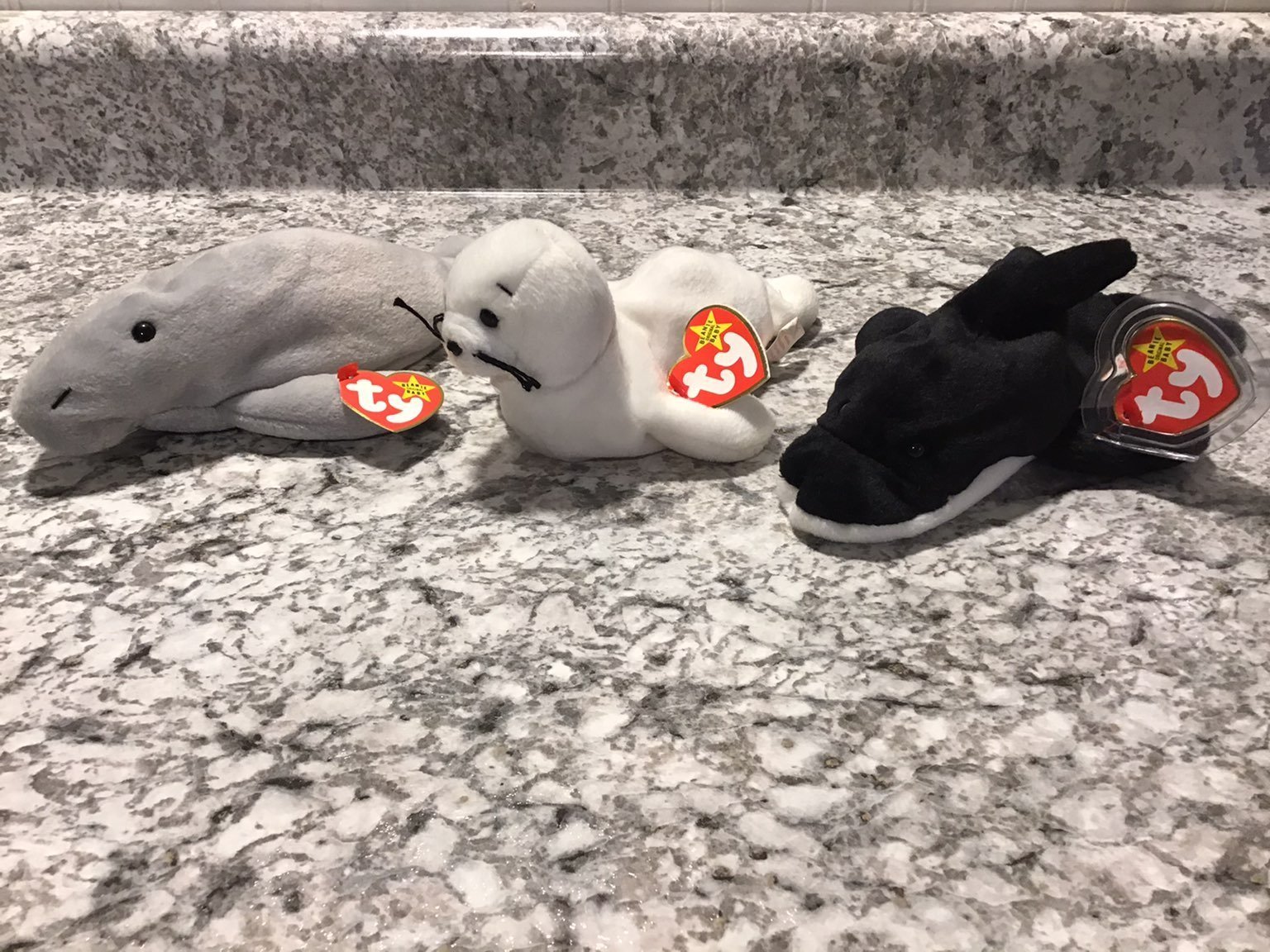 Ty Beanies Manny the Manatee Flash the Dolphin Seamore Sea Lion PVC 4th Gen.
