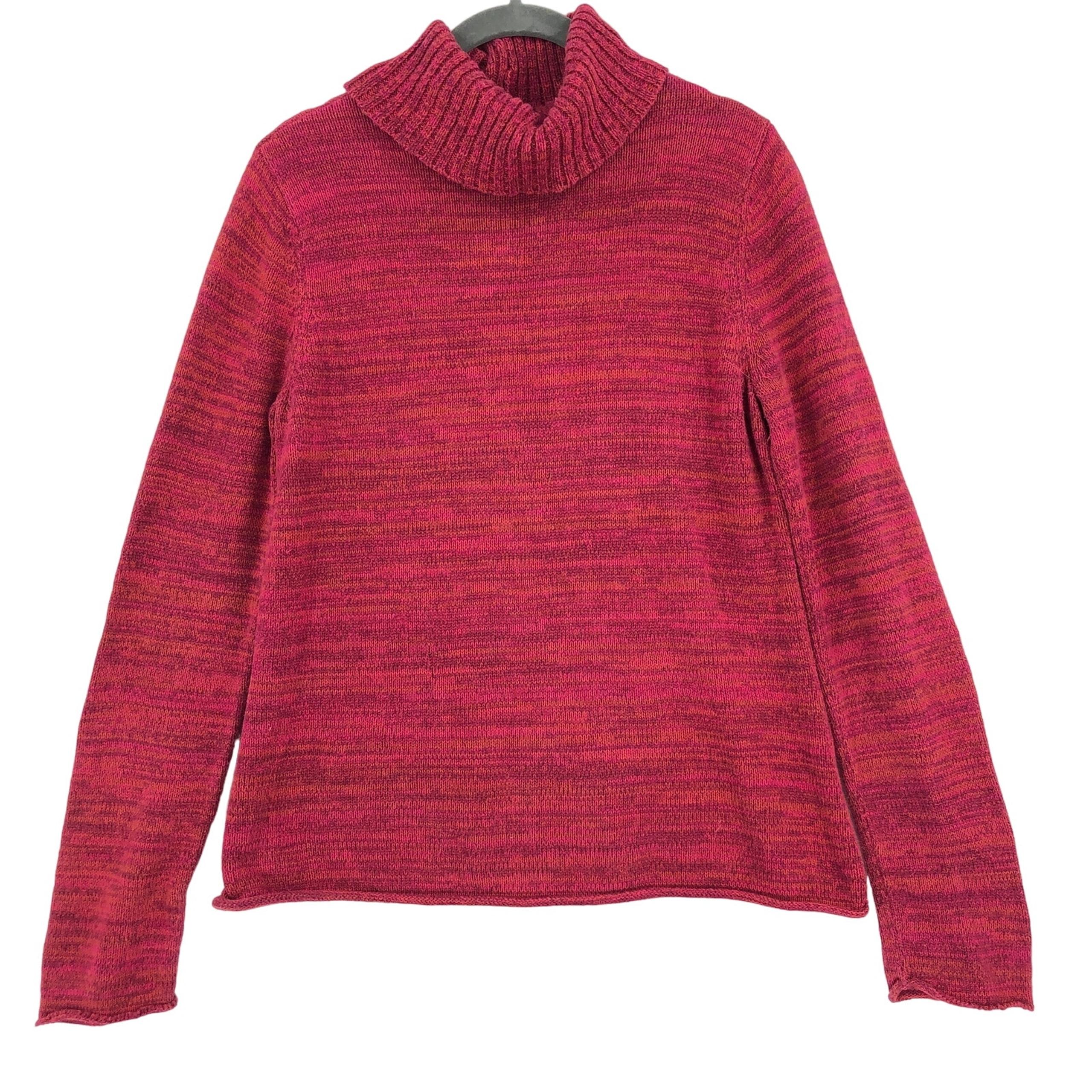 Jeanne Pierre Sweater Turtleneck Womens Small Red Orange Marled Knit Long Sleeve