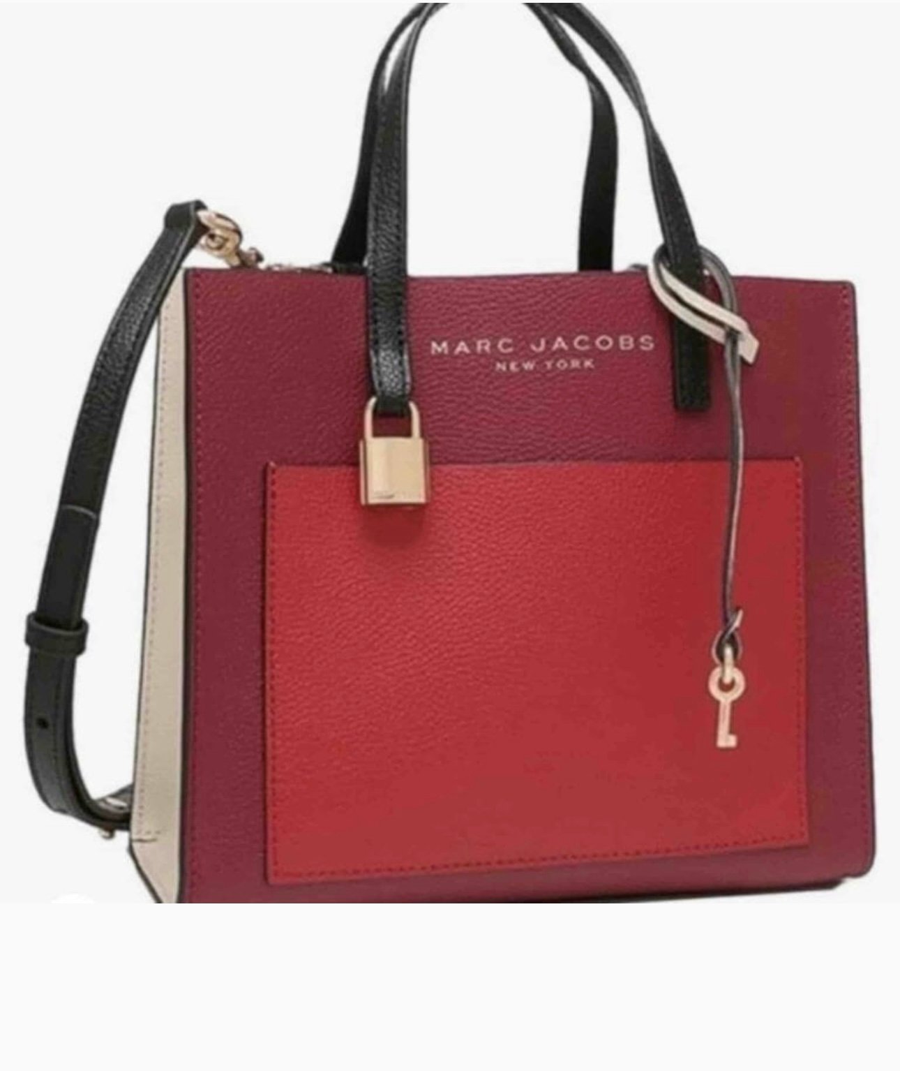 Marc Jacobs Mini Grind Leather Tote Bag Crossbody Loam Soil Multi