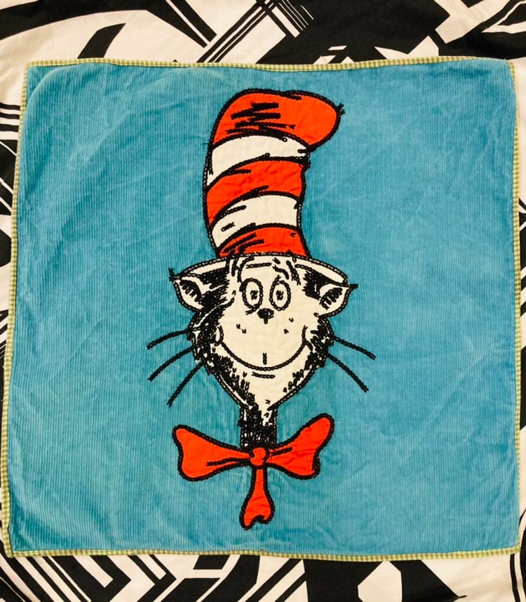Pottery barn kids dr seuss cat in the hat pillow case sham bedding sheets kid ra