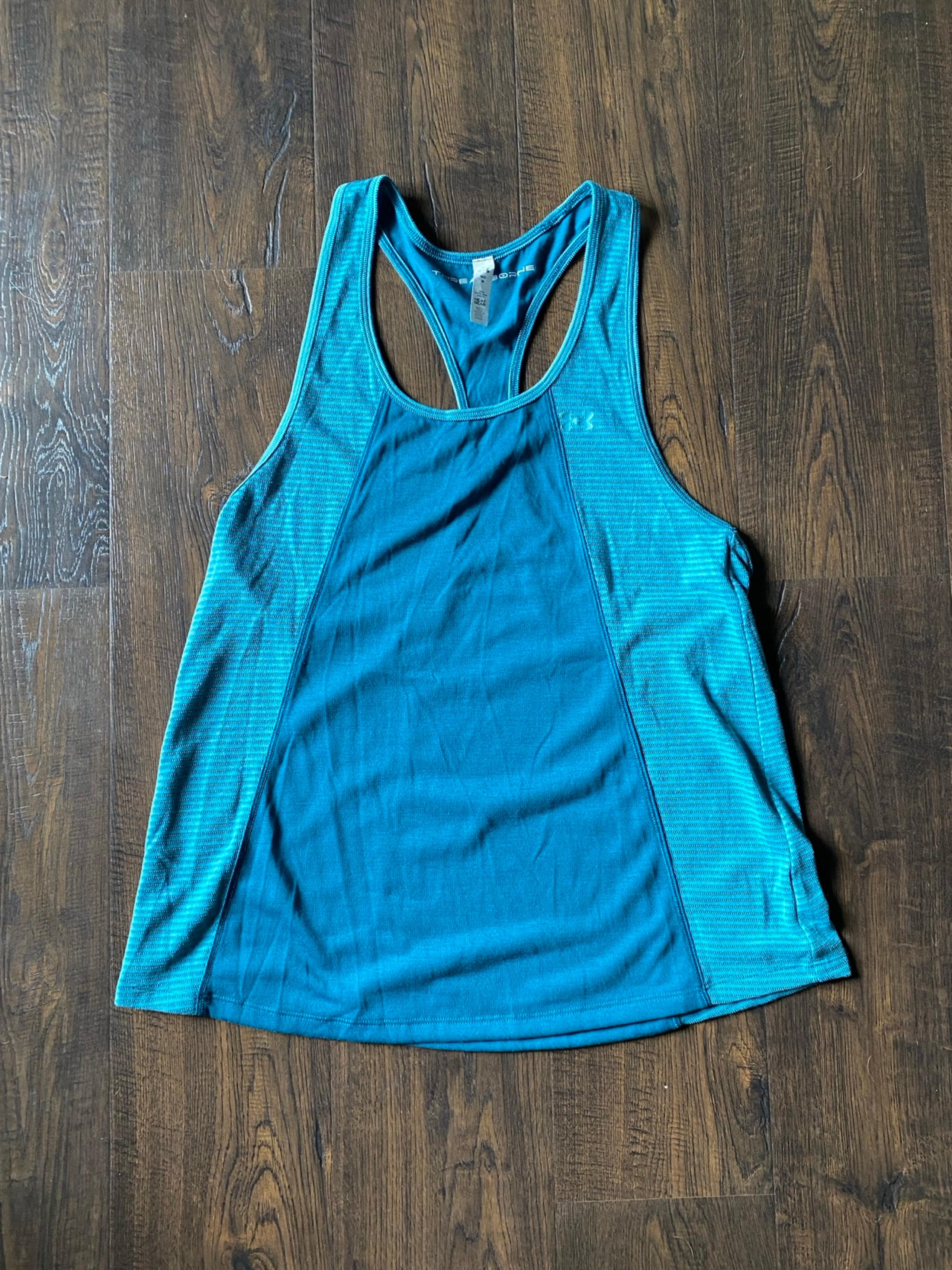 under armour threadborne loose fit heatgear athletic teal tank top womens medium
