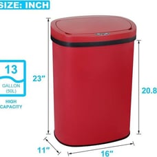 NEW 13 Gallon 50L Touch Free Automatic Stainless Steel Trash Can Garbage Can