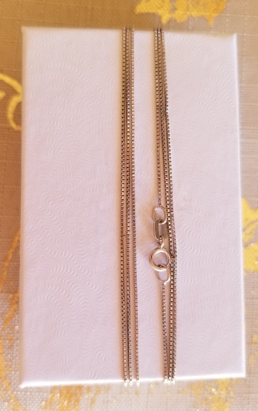 14K White Gold Box Chain