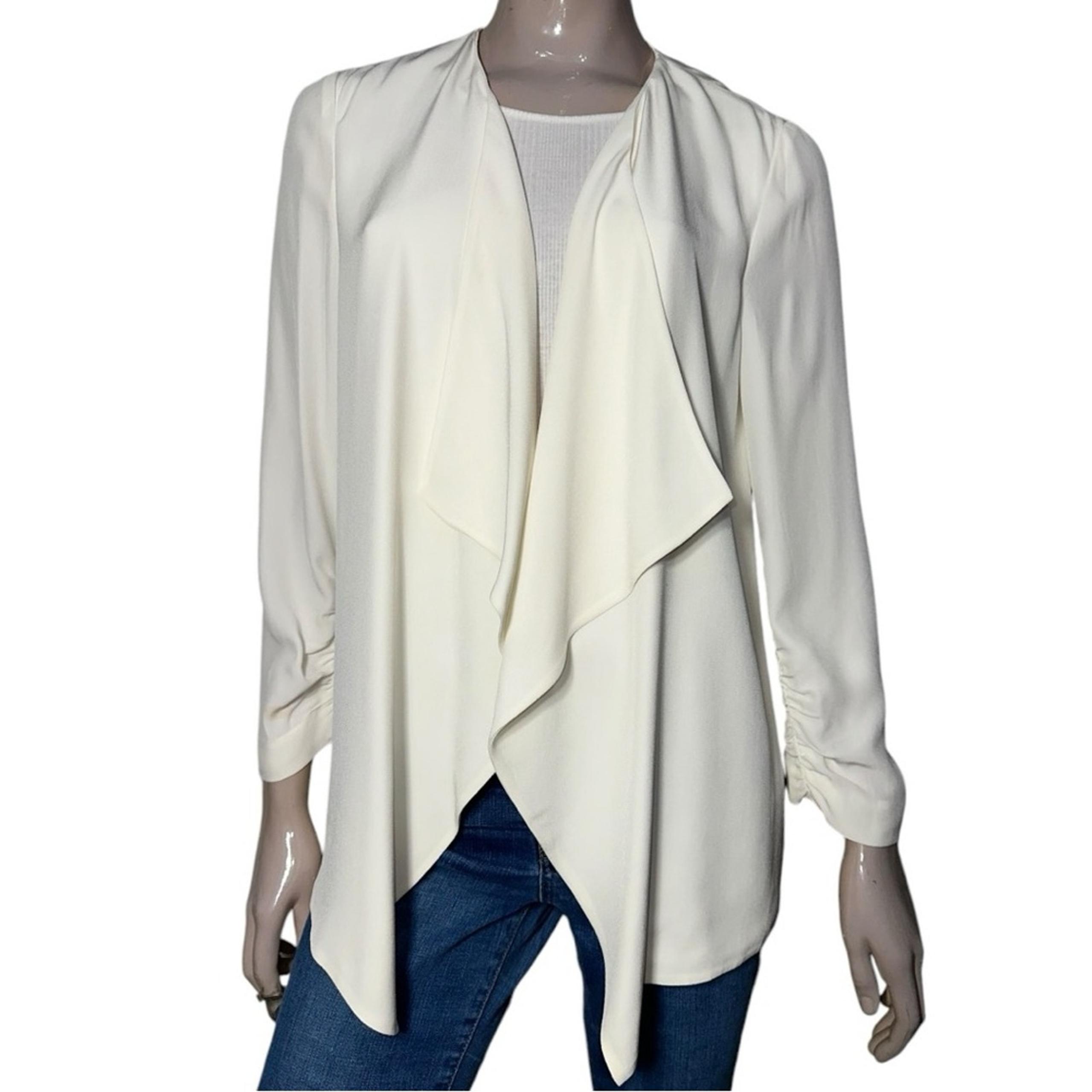 Tibi Women’s Size 8 Ivory Cream Drape Front Ruched Sleeves Blazer Jacket
