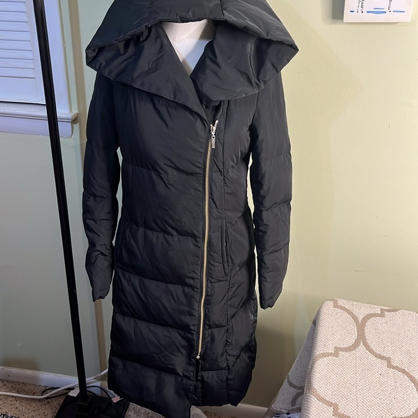 Cole Haan Women's Signature Asymmetrical Collar Convertible Coat hoodie