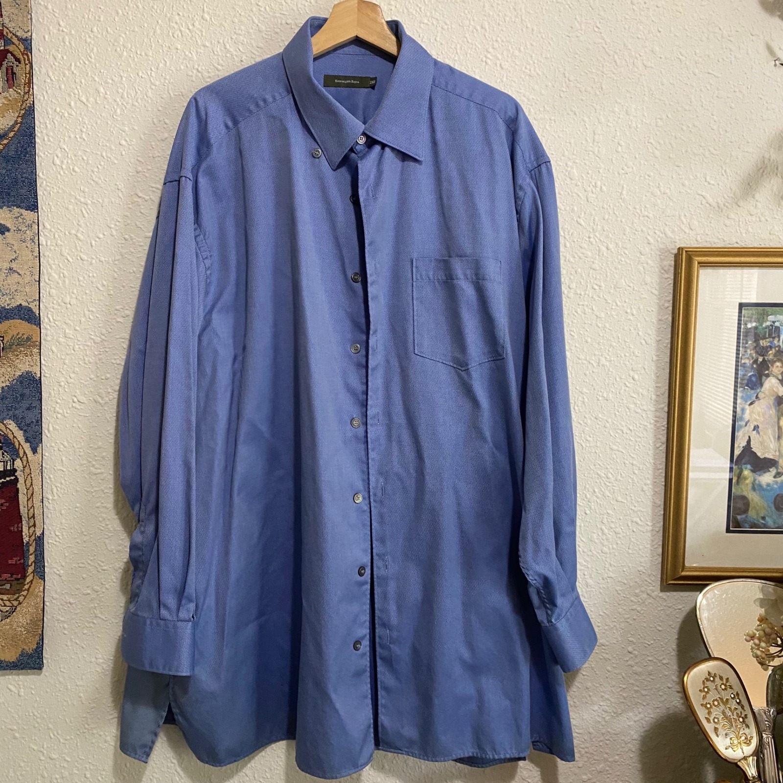 Ermenegildo Zegna mens Dress Shirt Button Down Long Sleeve Oxford 2XBTall Big