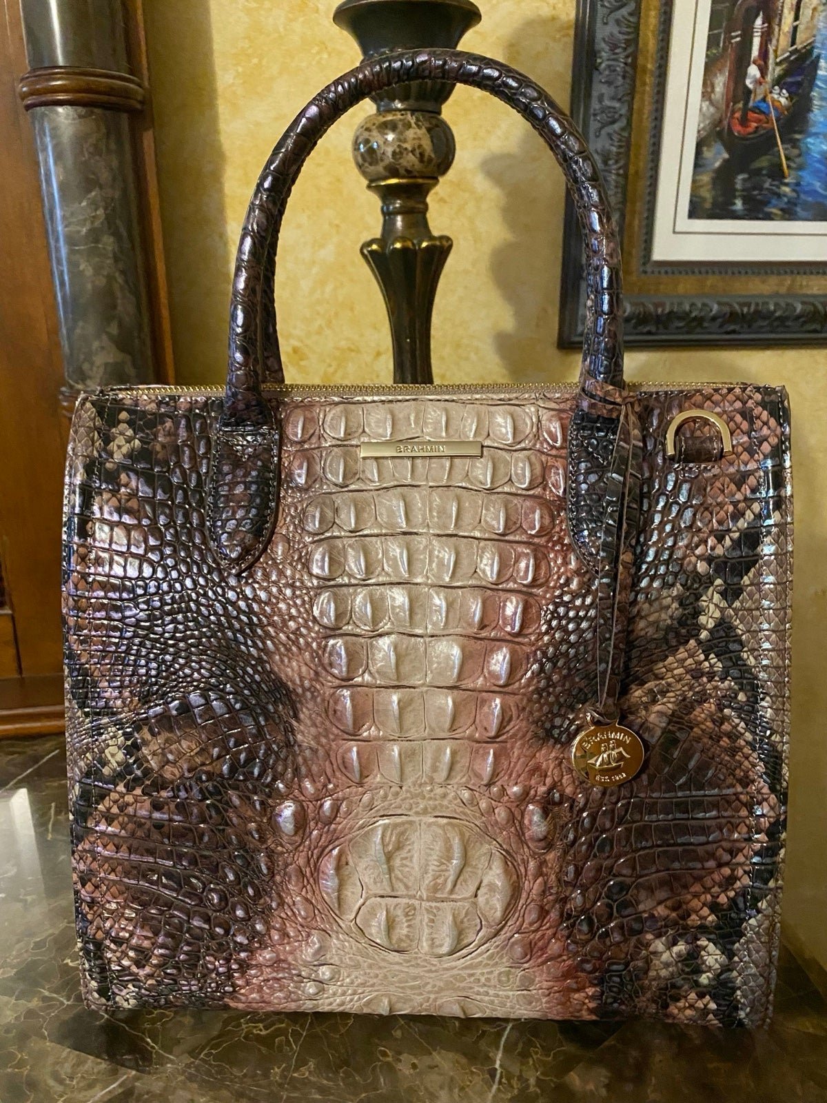 NWT Brahmin Diamondback Ombré Caroline Satchel