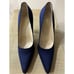 Matteo PITTI Italian Satin Pumps Shoes cone heel navy blue pointed new evening