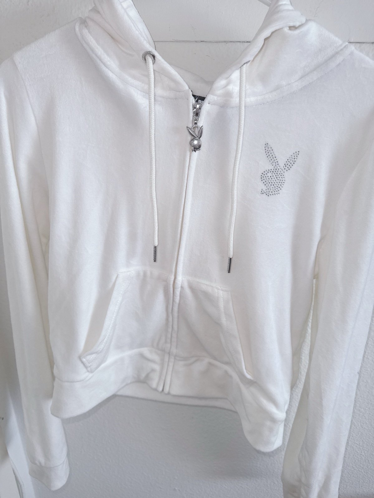 playboy white velour tracksuit hoodie (ONLY HOODIE NO PANTS)