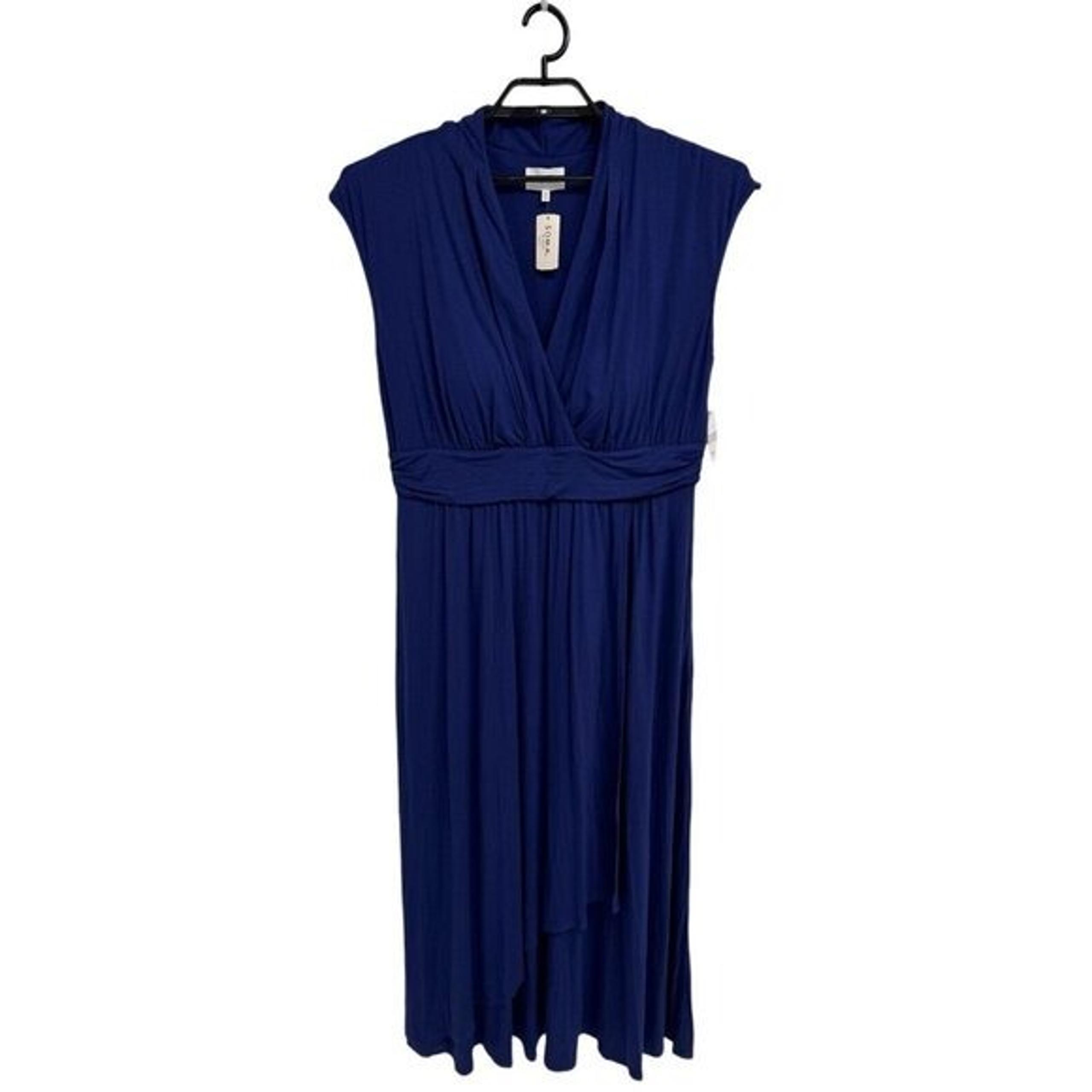 Soma Oxford women's Band maxi bra dress True Blue V neck size XL