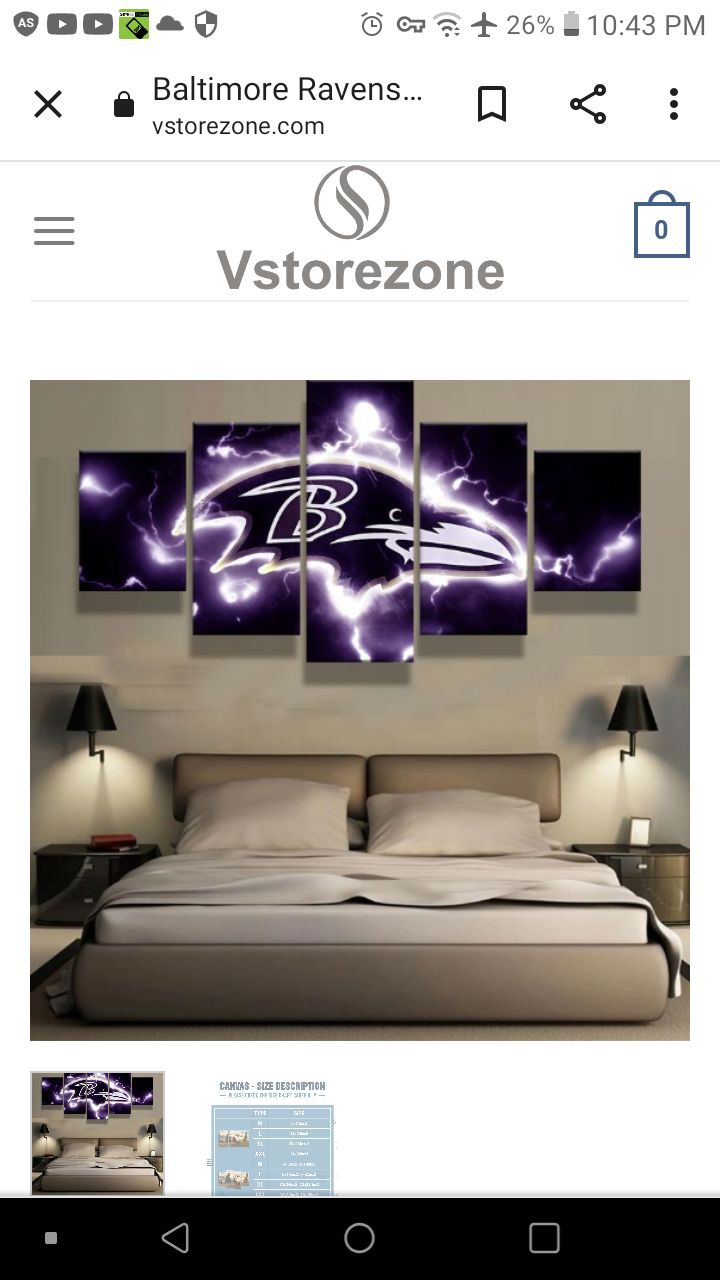 Baltimore Ravens Canvas Wall Art 5pc Oil Paintings