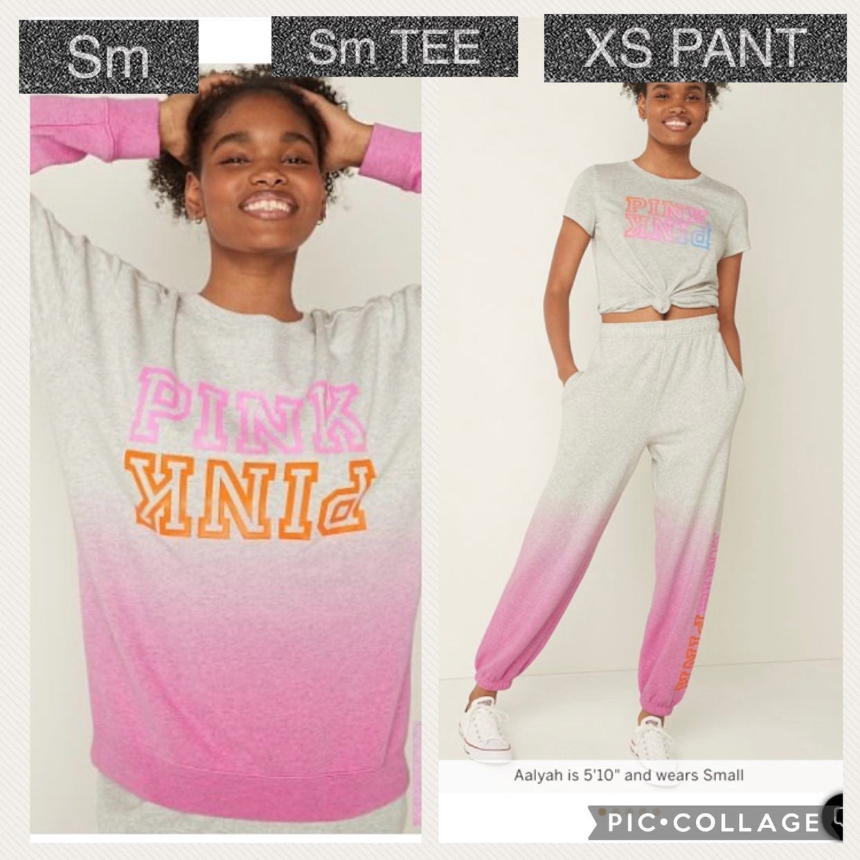 Vs pink lounge campus crew short sleeve tee lounge campus pant