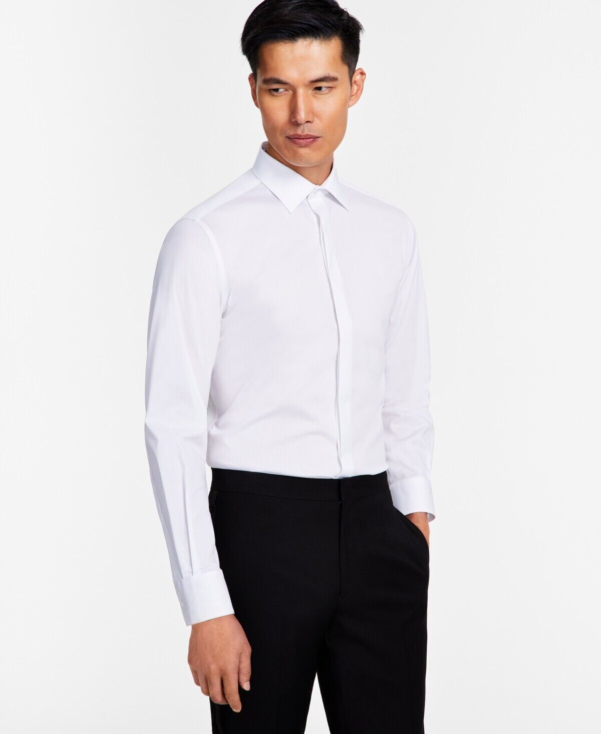 Alfani Men's Slim Fit Formal Convertible-Cuff Dress Shirt XL 17-17.5 34-35