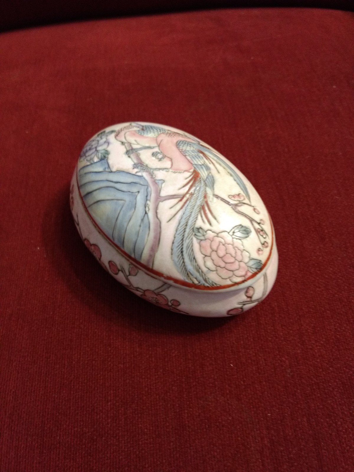 Vintage 1920's Chinese Porcelain on sale Oval Trinket Box Hand Painted by H F P Mauac