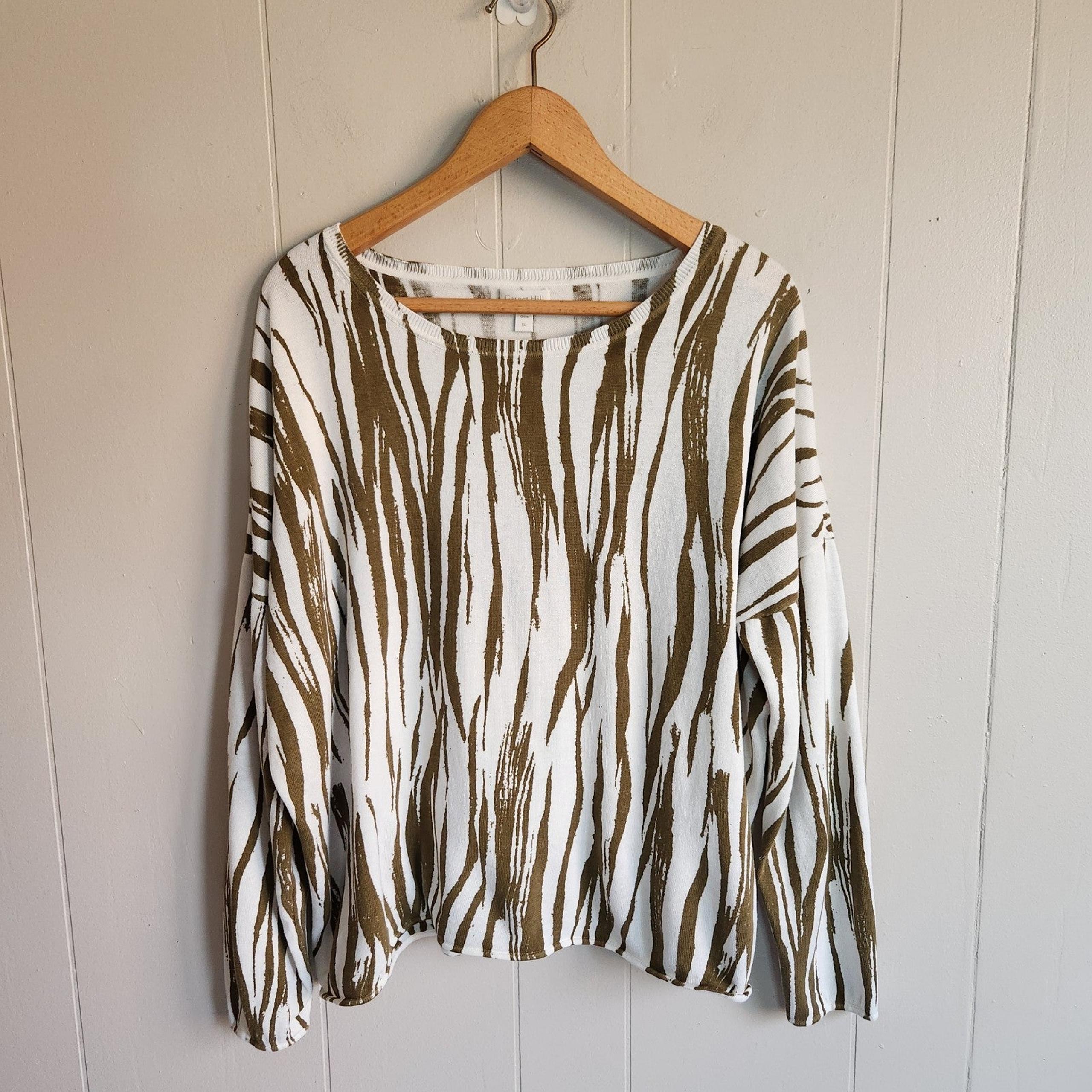 Garnet Hill scoop neck sweater silk cotton blend boxy wide fit cream green XL