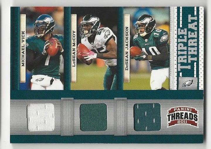 2011 Threads Triple Threat Michael Vick LeSean McCoy DeSean Jackson /200 EAGLES!