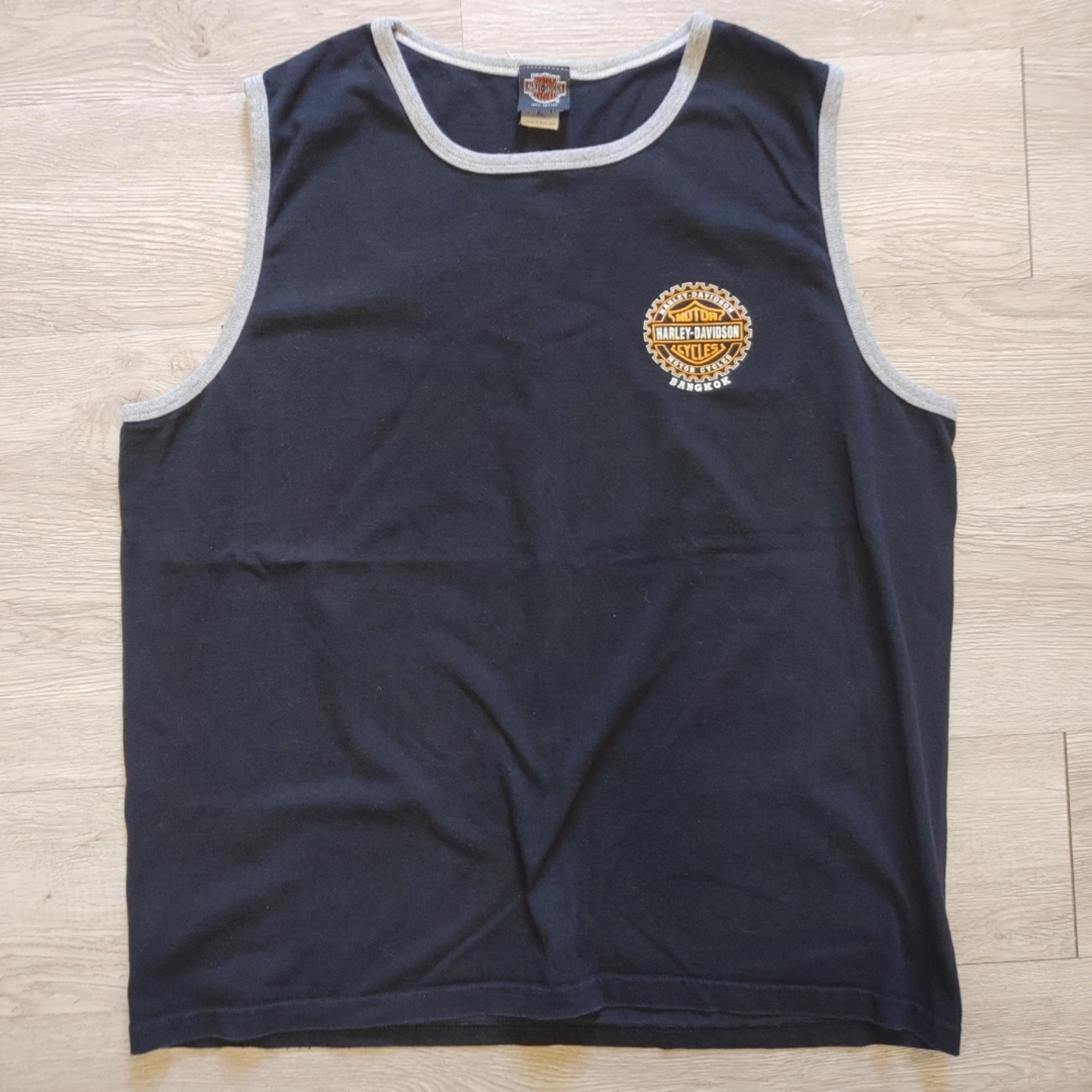 Harley Davidson Athletic Men's Muscle shirt Size XL Bangkok Black Gray Trim