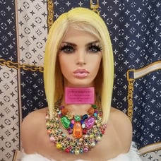 Yellow blonde lace celebrity bob wig