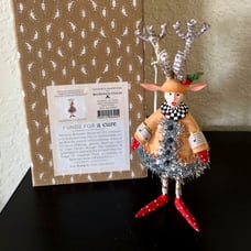MacKenzie Childs Patience Brewster LENNON Reindeer Caroler Ornament Christmas NE
