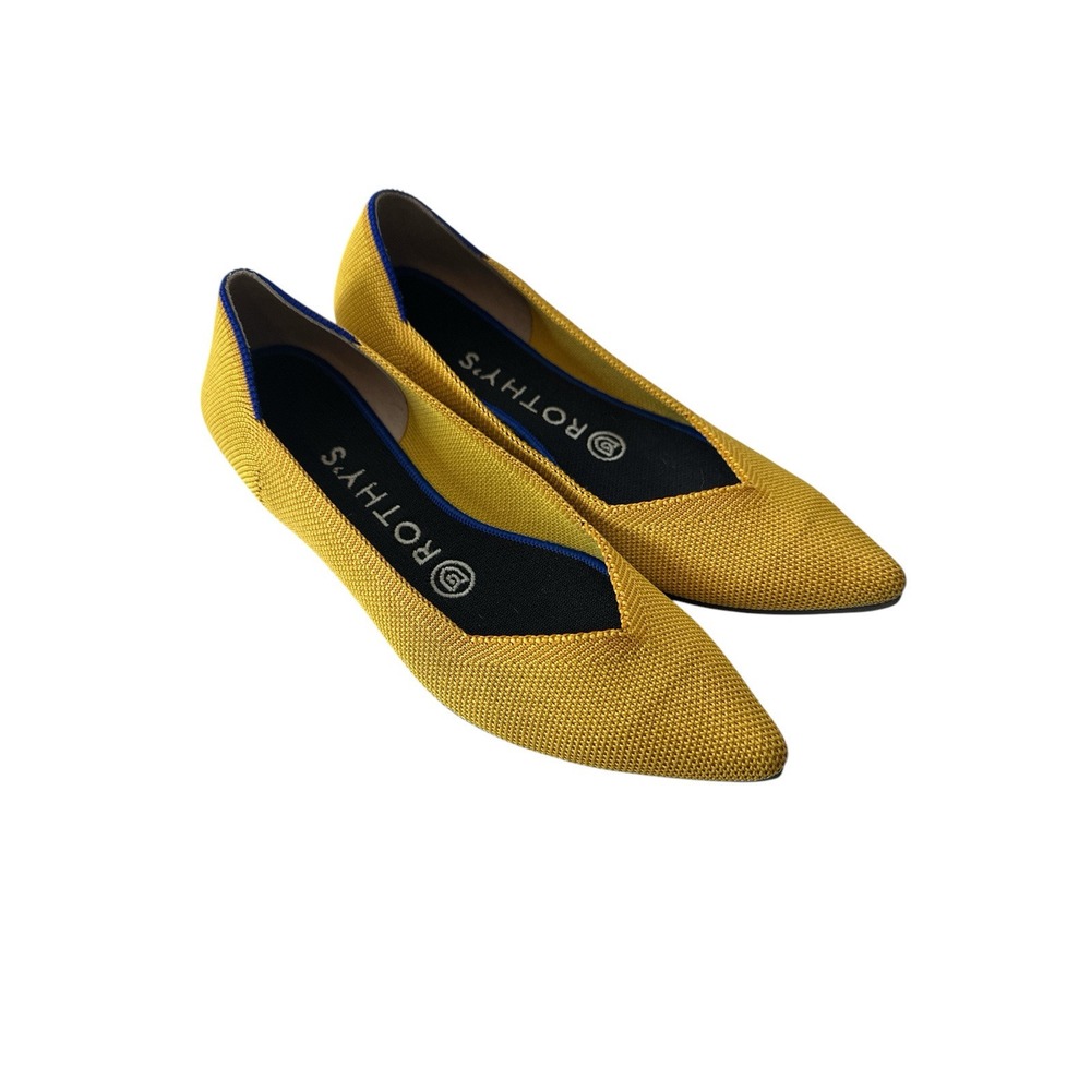 Rothy's The Point Marigold Mustard Yellow Slip On Flats Shoes Size 6.5 Career